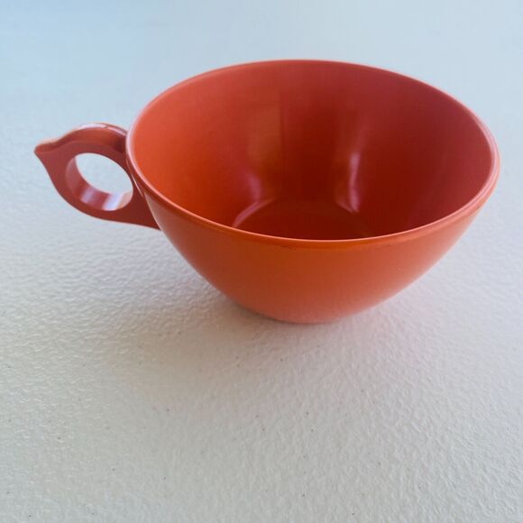 Laguna MelMac #308 Orange Set of 4 Tea Cups 3.75" dia 2" tall Vintage 60s - Picture 7 of 15